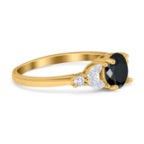 Art Deco Engagement Ring Round Simulated Cubic Zirconia 925 Sterling Silver
