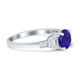 Art Deco Engagement Ring Round Simulated Cubic Zirconia 925 Sterling Silver