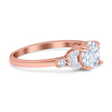 Art Deco Engagement Ring Round Simulated Cubic Zirconia 925 Sterling Silver