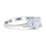 Art Deco Engagement Ring Round Simulated Cubic Zirconia 925 Sterling Silver