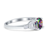 Art Deco Engagement Ring Round Simulated Cubic Zirconia 925 Sterling Silver