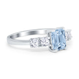 Emerald Cut Wedding Engagement Ring Simulated Cubic Zirconia 925 Sterling Silver