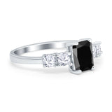 Emerald Cut Wedding Engagement Ring Simulated Cubic Zirconia 925 Sterling Silver