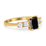 Emerald Cut Wedding Engagement Ring Simulated Cubic Zirconia 925 Sterling Silver