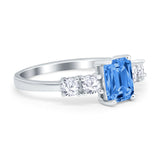Emerald Cut Wedding Engagement Ring Simulated Cubic Zirconia 925 Sterling Silver
