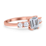 Emerald Cut Wedding Engagement Ring Simulated Cubic Zirconia 925 Sterling Silver
