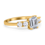 Emerald Cut Wedding Engagement Ring Simulated Cubic Zirconia 925 Sterling Silver