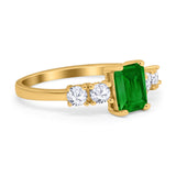 Emerald Cut Wedding Engagement Ring Simulated Cubic Zirconia 925 Sterling Silver