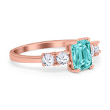 Emerald Cut Wedding Engagement Ring Simulated Cubic Zirconia 925 Sterling Silver