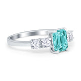 Emerald Cut Wedding Engagement Ring Simulated Cubic Zirconia 925 Sterling Silver