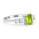 Emerald Cut Wedding Engagement Ring Simulated Cubic Zirconia 925 Sterling Silver