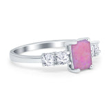 Emerald Cut Wedding Engagement Ring Simulated Cubic Zirconia 925 Sterling Silver