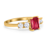 Emerald Cut Wedding Engagement Ring Simulated Cubic Zirconia 925 Sterling Silver