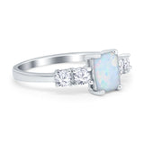 Emerald Cut Wedding Engagement Ring Simulated Cubic Zirconia 925 Sterling Silver