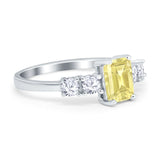Emerald Cut Wedding Engagement Ring Simulated Cubic Zirconia 925 Sterling Silver