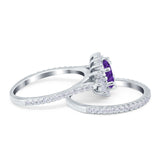 Two Piece Art Deco Marquise Simulated CZ Wedding Ring 925 Sterling Silver