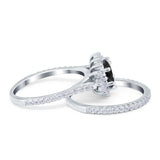 Two Piece Art Deco Marquise Simulated CZ Wedding Ring 925 Sterling Silver