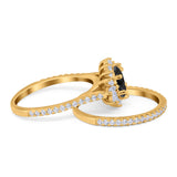 Two Piece Art Deco Marquise Simulated CZ Wedding Ring 925 Sterling Silver