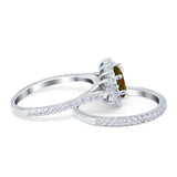 Two Piece Art Deco Marquise Simulated CZ Wedding Ring 925 Sterling Silver
