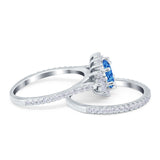Two Piece Art Deco Marquise Simulated CZ Wedding Ring 925 Sterling Silver