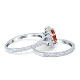 Two Piece Art Deco Marquise Simulated CZ Wedding Ring 925 Sterling Silver
