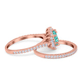 Two Piece Art Deco Marquise Simulated CZ Wedding Ring 925 Sterling Silver