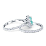 Two Piece Art Deco Marquise Simulated CZ Wedding Ring 925 Sterling Silver