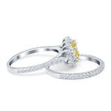 Two Piece Art Deco Marquise Simulated CZ Wedding Ring 925 Sterling Silver