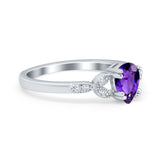 Art Deco Teardrop Bridal Ring Simulated Cubic Zirconia 925 Sterling Silver