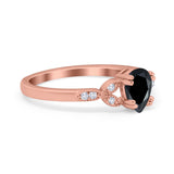 Art Deco Teardrop Bridal Ring Simulated Cubic Zirconia 925 Sterling Silver