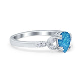 Art Deco Teardrop Bridal Ring Simulated Cubic Zirconia 925 Sterling Silver