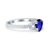 Art Deco Teardrop Bridal Ring Simulated Cubic Zirconia 925 Sterling Silver