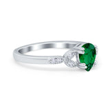 Art Deco Teardrop Bridal Ring Simulated Cubic Zirconia 925 Sterling Silver