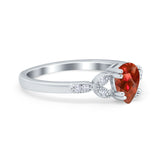 Art Deco Teardrop Bridal Ring Simulated Cubic Zirconia 925 Sterling Silver