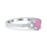 Art Deco Teardrop Bridal Ring Simulated Cubic Zirconia 925 Sterling Silver