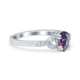 Art Deco Teardrop Bridal Ring Simulated Cubic Zirconia 925 Sterling Silver