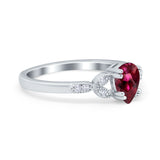 Art Deco Teardrop Bridal Ring Simulated Cubic Zirconia 925 Sterling Silver