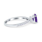 Oval Solitaire Accent Wedding Ring Simulated Cubic Zirconia 925 Sterling Silver