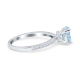 Oval Solitaire Accent Wedding Ring Simulated Cubic Zirconia 925 Sterling Silver