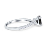 Oval Solitaire Accent Wedding Ring Simulated Cubic Zirconia 925 Sterling Silver