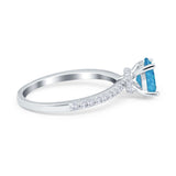 Oval Solitaire Accent Wedding Ring Simulated Cubic Zirconia 925 Sterling Silver