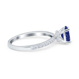 Oval Solitaire Accent Wedding Ring Simulated Cubic Zirconia 925 Sterling Silver