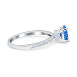 Oval Solitaire Accent Wedding Ring Simulated Cubic Zirconia 925 Sterling Silver