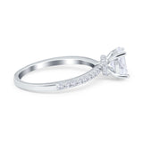 Oval Solitaire Accent Wedding Ring Simulated Cubic Zirconia 925 Sterling Silver