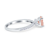 Oval Solitaire Accent Wedding Ring Simulated Cubic Zirconia 925 Sterling Silver