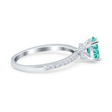 Oval Solitaire Accent Wedding Ring Simulated Cubic Zirconia 925 Sterling Silver