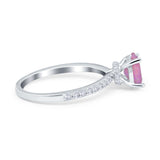 Oval Solitaire Accent Wedding Ring Simulated Cubic Zirconia 925 Sterling Silver