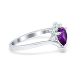 Teardrop V Chevron Engagement Ring Simulated Cubic Zirconia 925 Sterling Silver