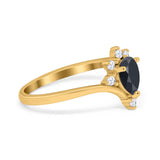 Teardrop V Chevron Engagement Ring Simulated Cubic Zirconia 925 Sterling Silver