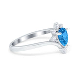 Teardrop V Chevron Engagement Ring Simulated Cubic Zirconia 925 Sterling Silver